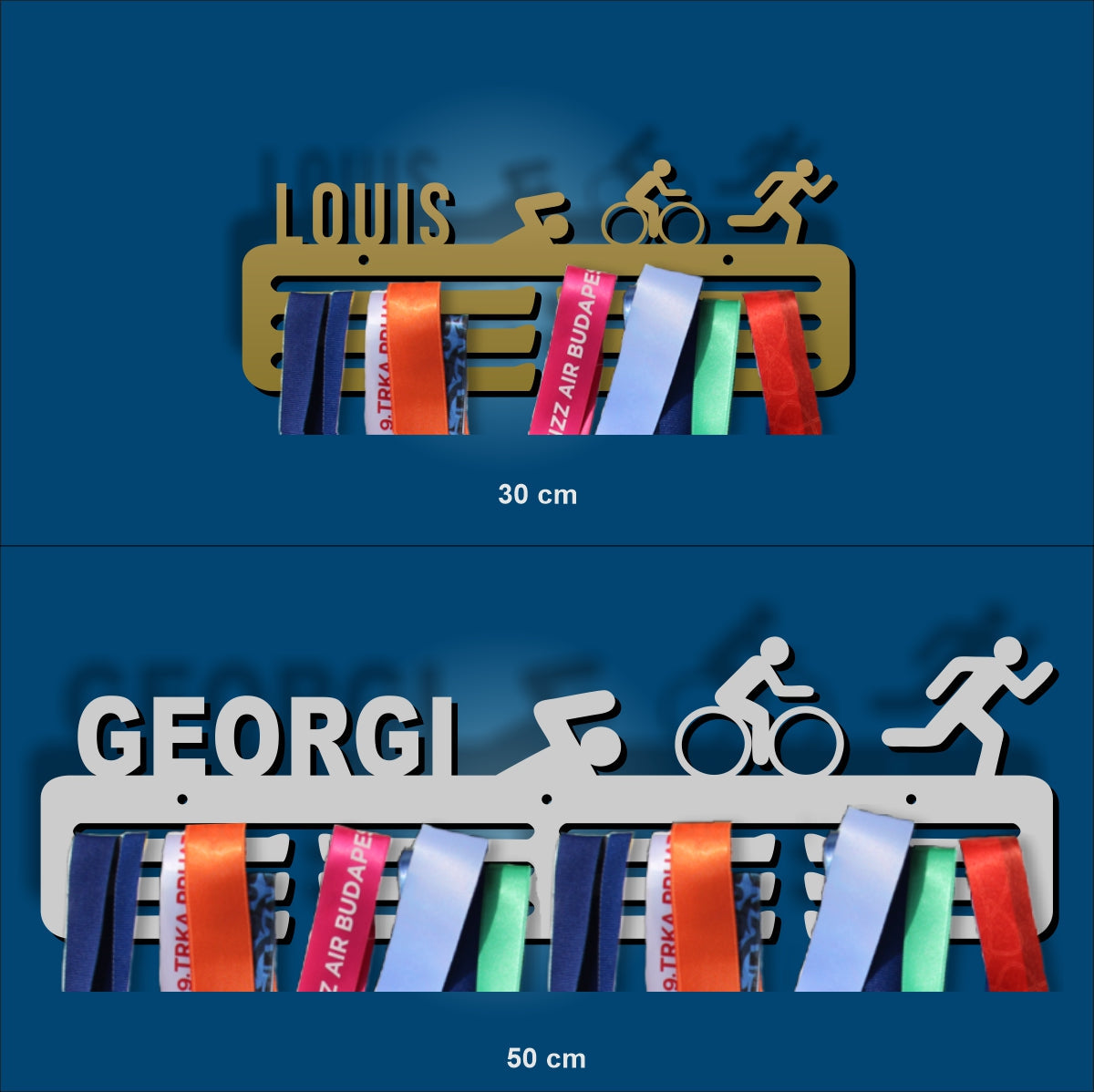 Acrylique Triathlon Medal Hanger niveau unique 325mm de large France